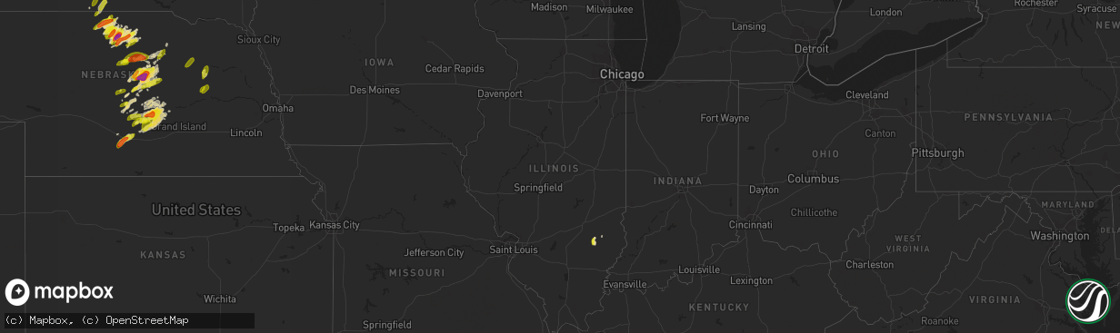 Hail map in Illinois on June 1, 2018