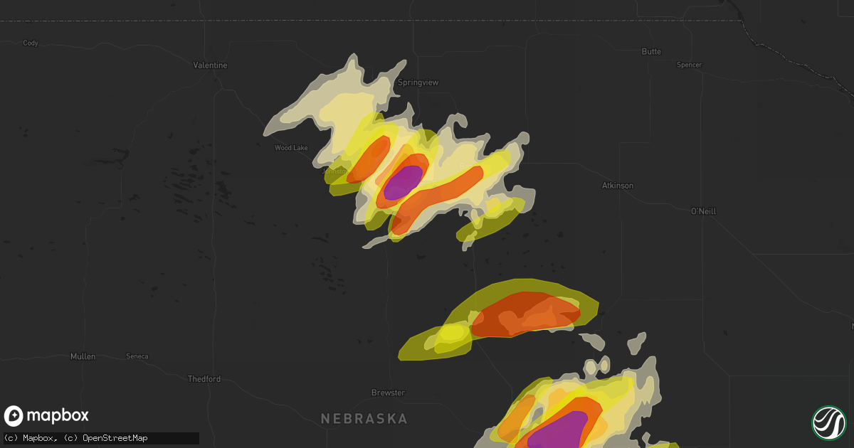 Hail map in Long Pine, NE on June 1, 2018