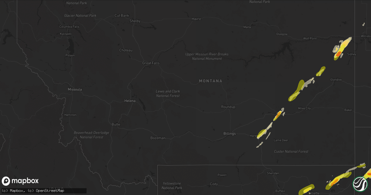 Hail map in Montana on June 1, 2018