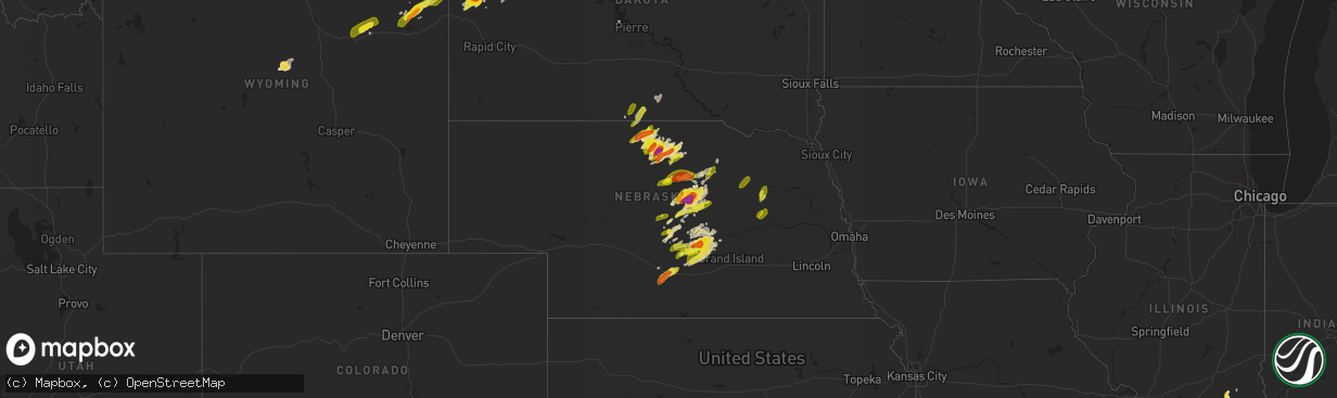 Hail map in Nebraska on June 1, 2018