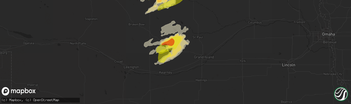 Hail map in Ravenna, NE on June 1, 2018