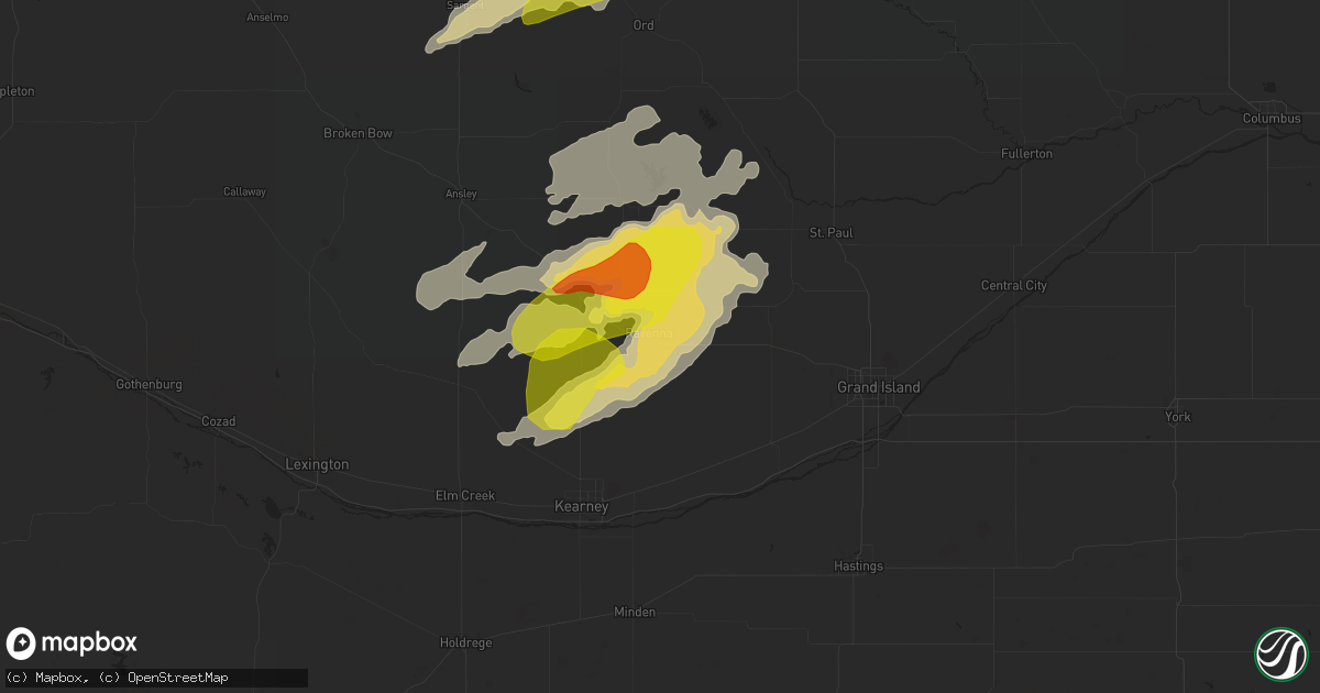 Hail map in Ravenna, NE on June 1, 2018