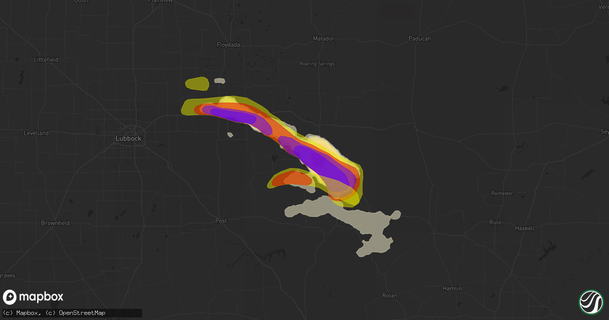 Hail map in Spur, TX on June 1, 2018