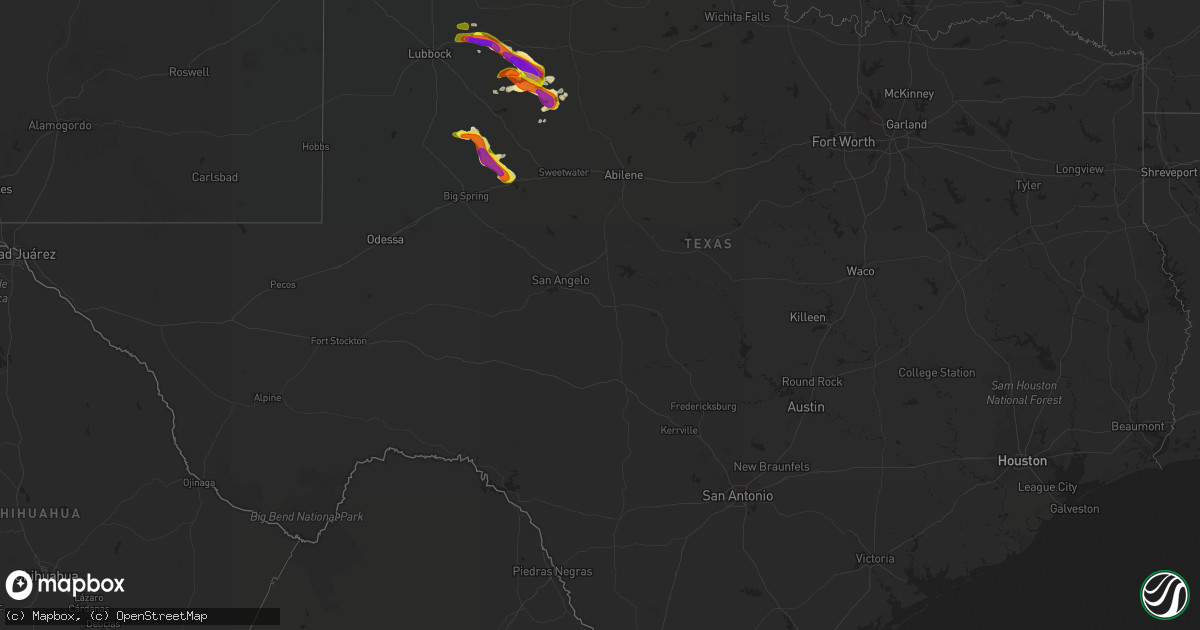 Hail map in Texas on June 1, 2018