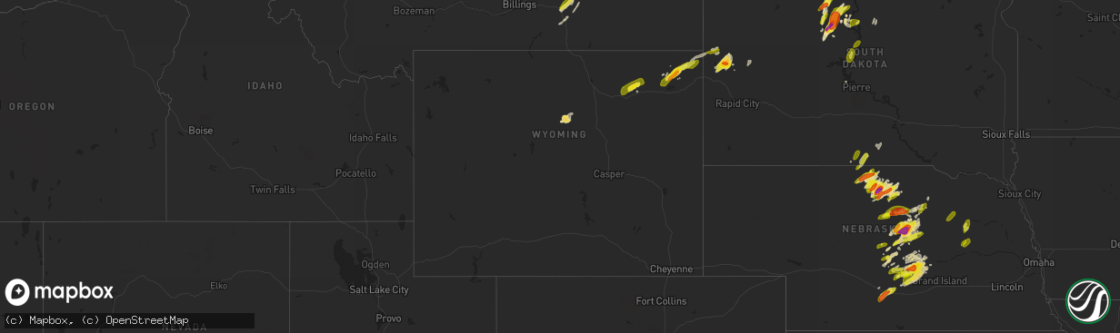 Hail map in Wyoming on June 1, 2018