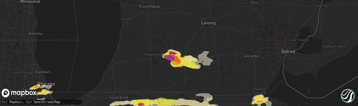 Hail map in Battle Creek, MI on June 1, 2019