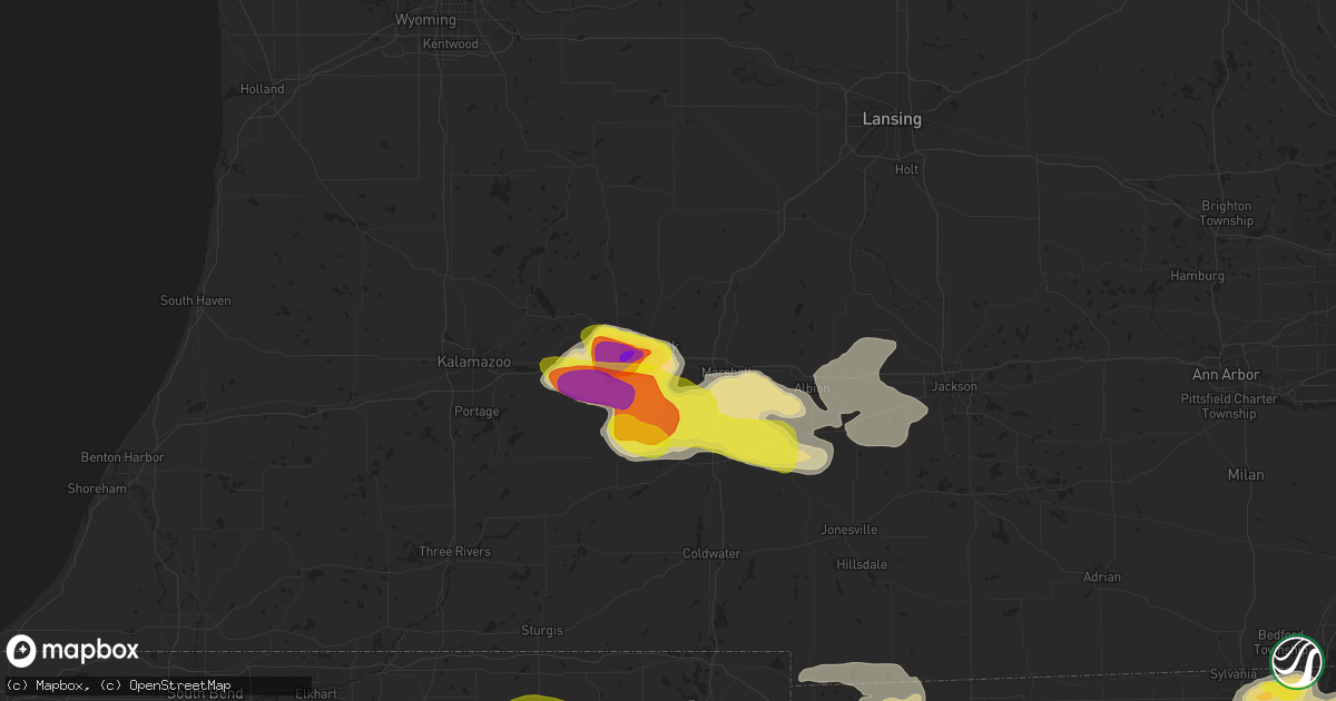 Hail map in Battle Creek, MI on June 1, 2019