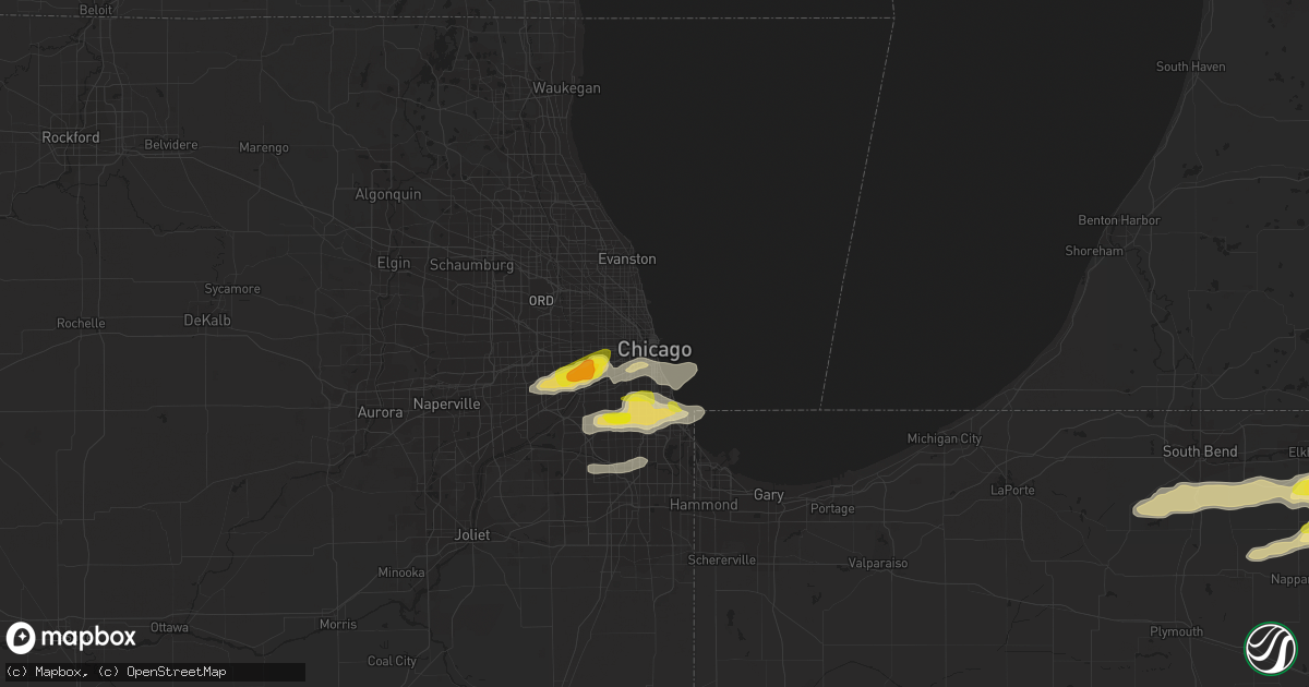 Hail map in Chicago, IL on June 1, 2019