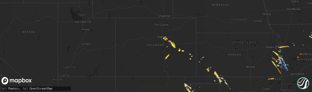 Hail map in Colorado on June 1, 2019