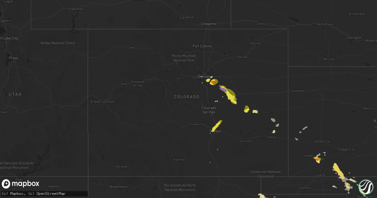 Hail map in Colorado on June 1, 2019