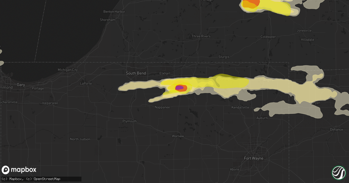 Hail map in Goshen, IN on June 1, 2019