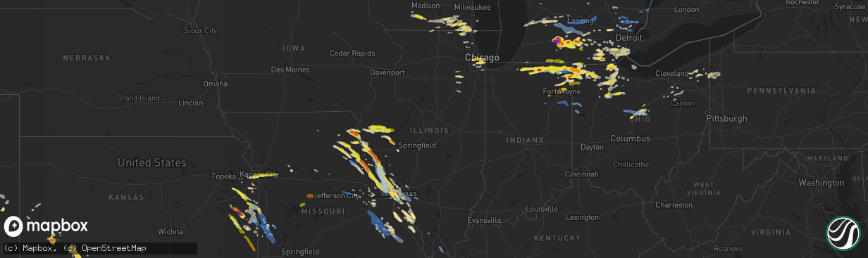 Hail map in Illinois on June 1, 2019