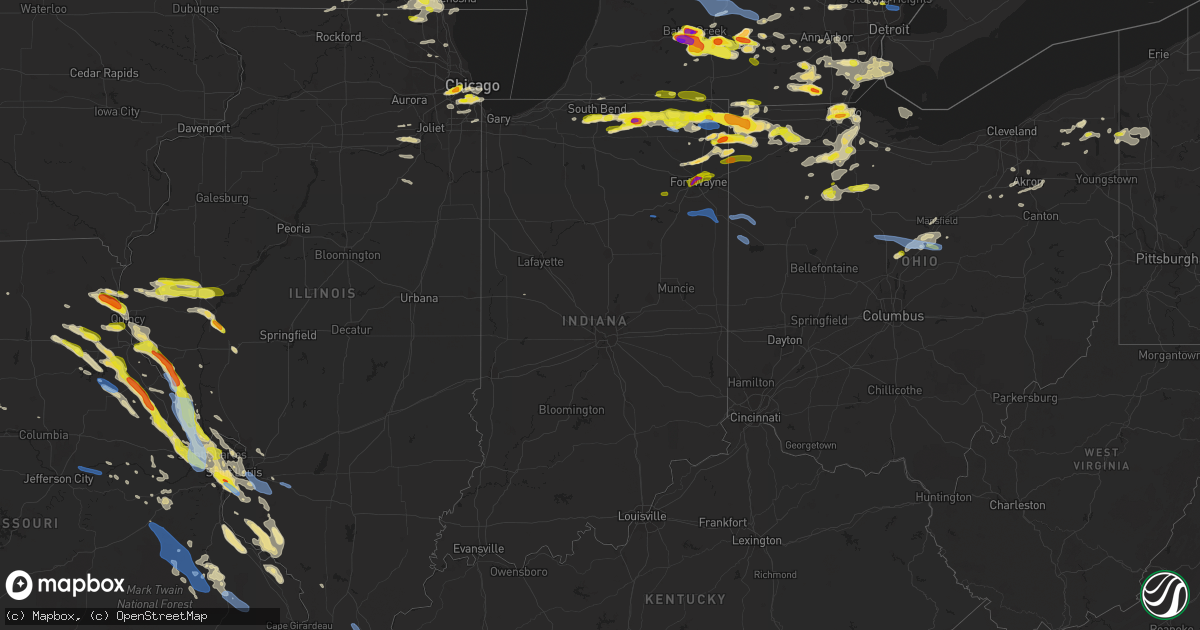Hail map in Indiana on June 1, 2019