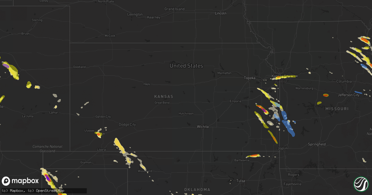 Hail map in Kansas on June 1, 2019