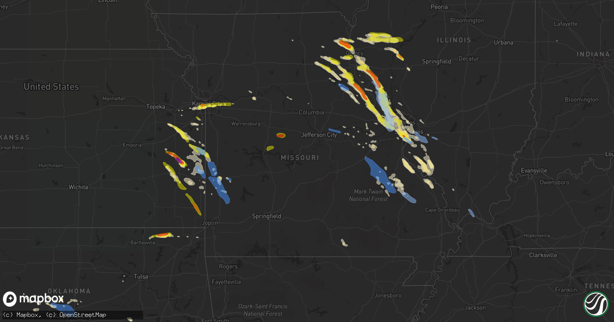 Hail map in Missouri on June 1, 2019