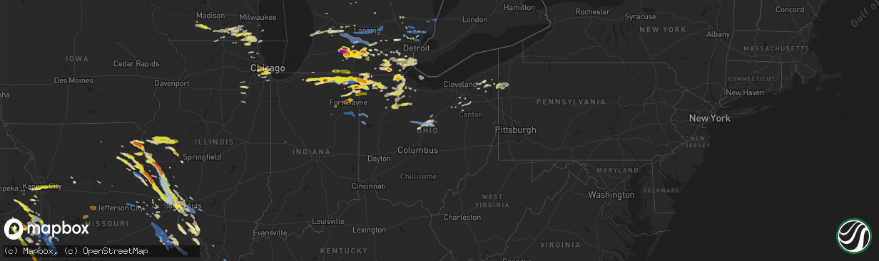 Hail map in Ohio on June 1, 2019