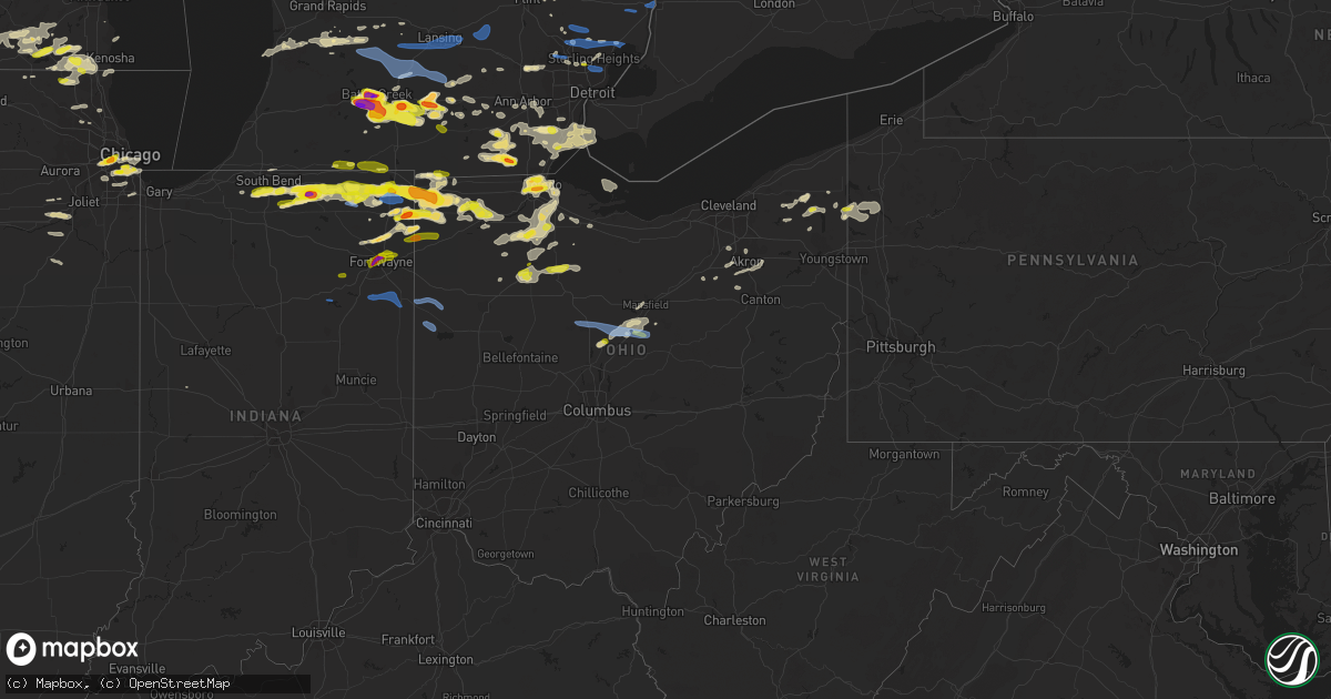 Hail map in Ohio on June 1, 2019