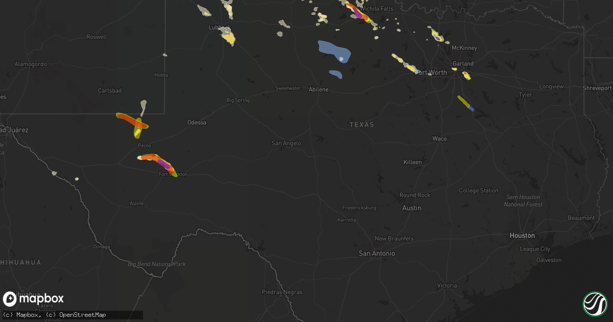 Hail map in Texas on June 1, 2019