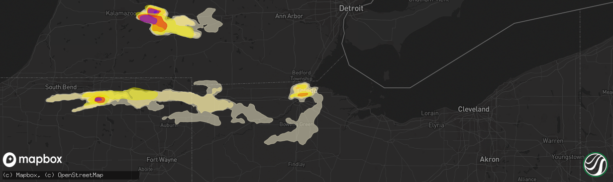 Hail map in Toledo, OH on June 1, 2019