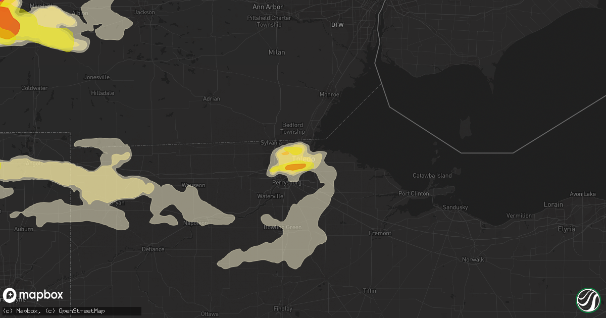 Hail map in Toledo, OH on June 1, 2019