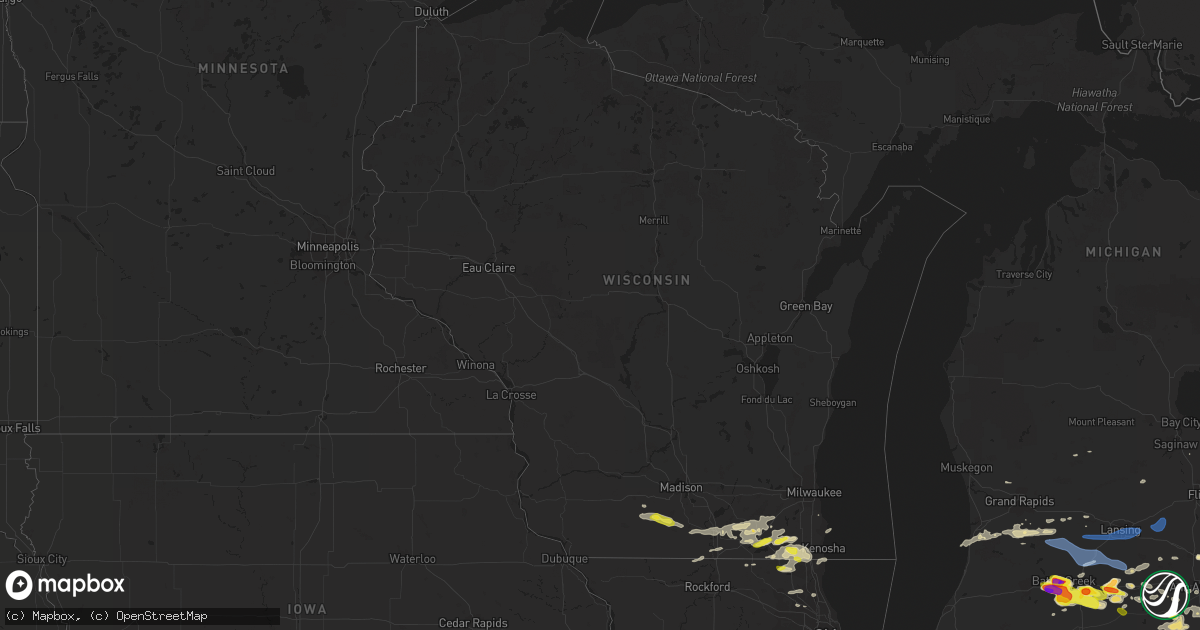 Hail map in Wisconsin on June 1, 2019