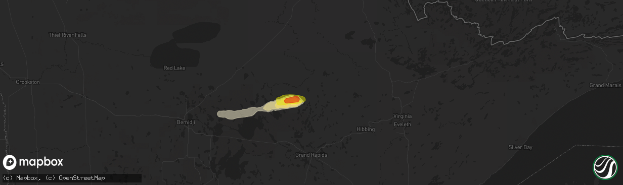 Hail map in Bigfork, MN on June 1, 2020