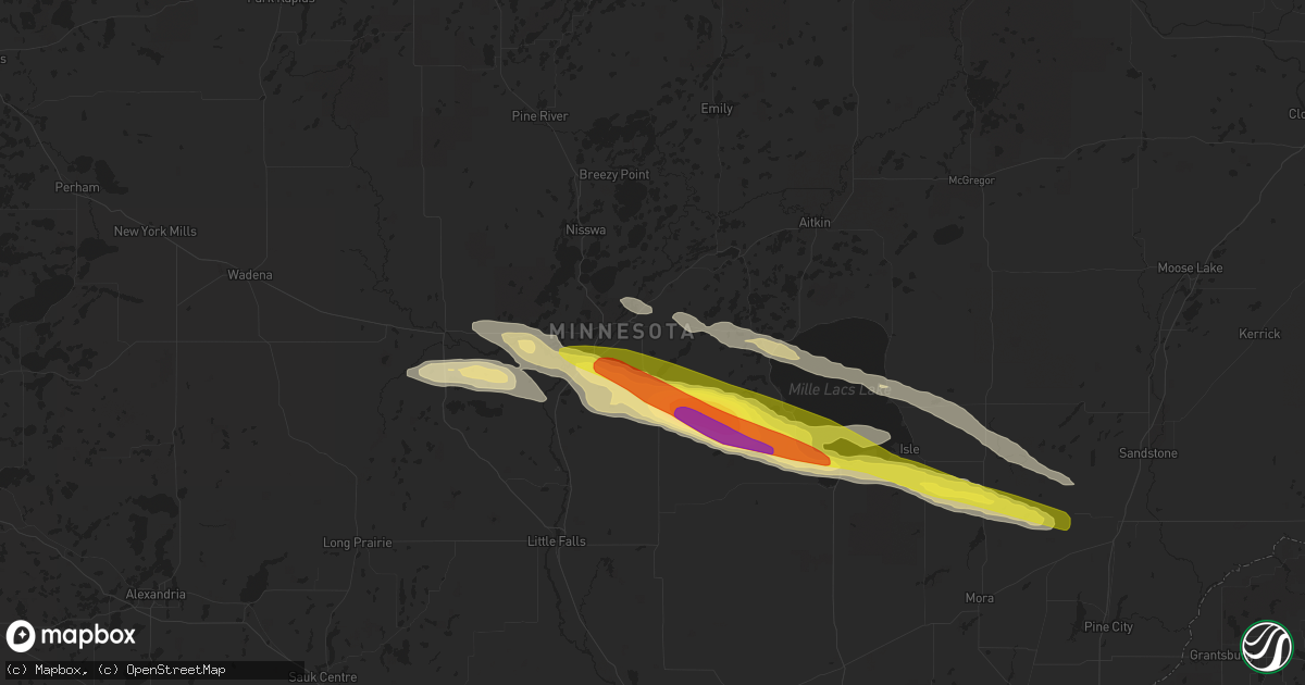 Hail map in Brainerd, MN on June 1, 2020