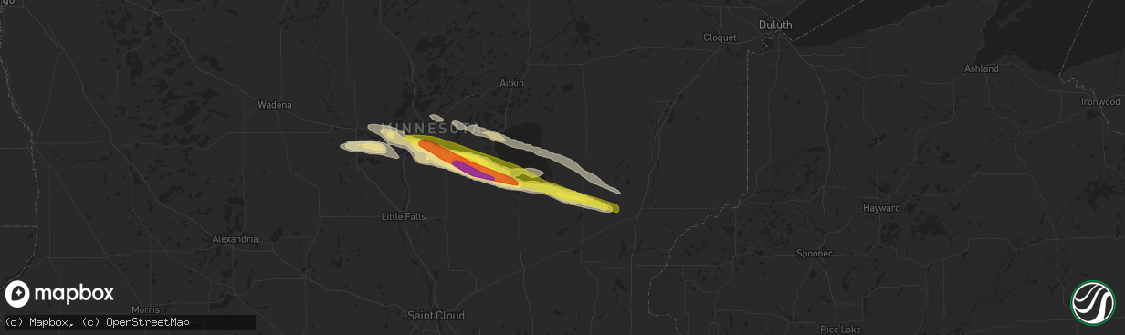 Hail map in Isle, MN on June 1, 2020