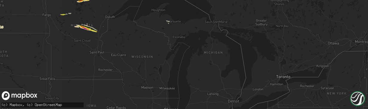 Hail map in Michigan on June 1, 2020