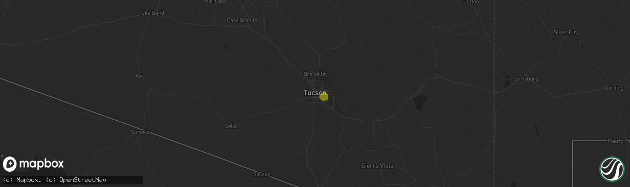 Hail map in Tucson, AZ on June 1, 2020