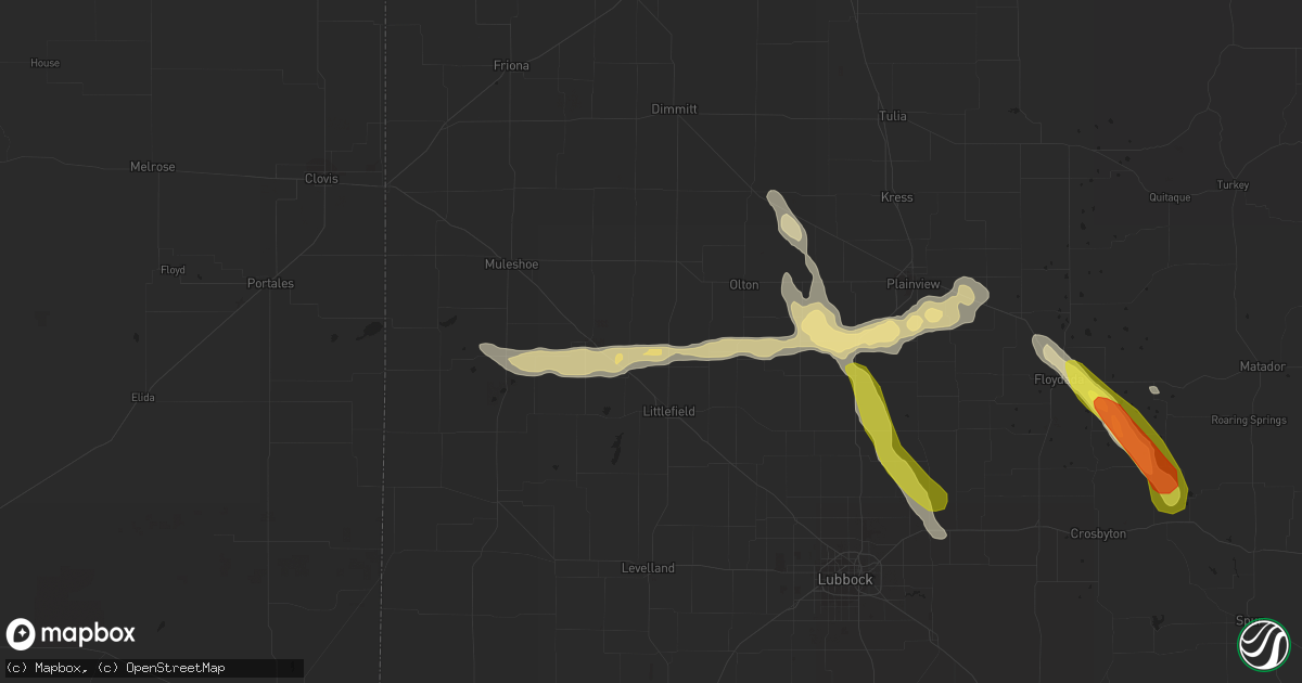Hail map in Amherst, TX on June 1, 2021