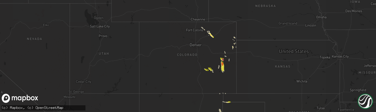 Hail map in Colorado on June 1, 2021