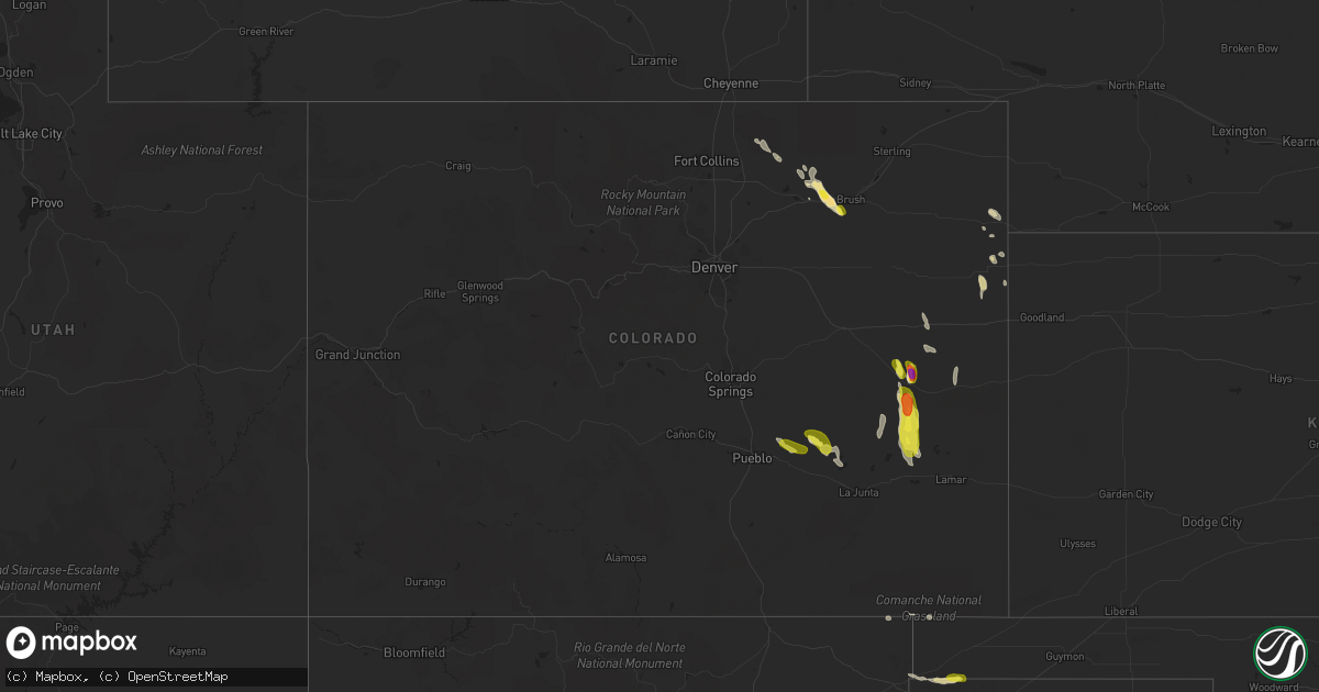 Hail map in Colorado on June 1, 2021