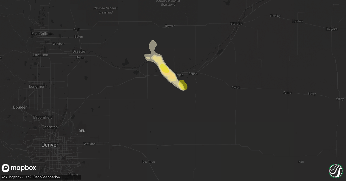Hail map in Fort Morgan, CO on June 1, 2021