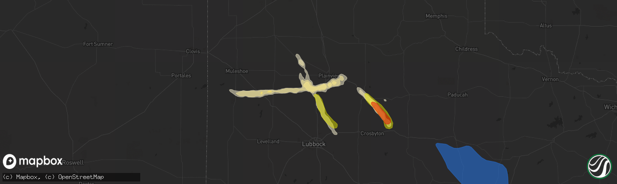 Hail map in Hale Center, TX on June 1, 2021