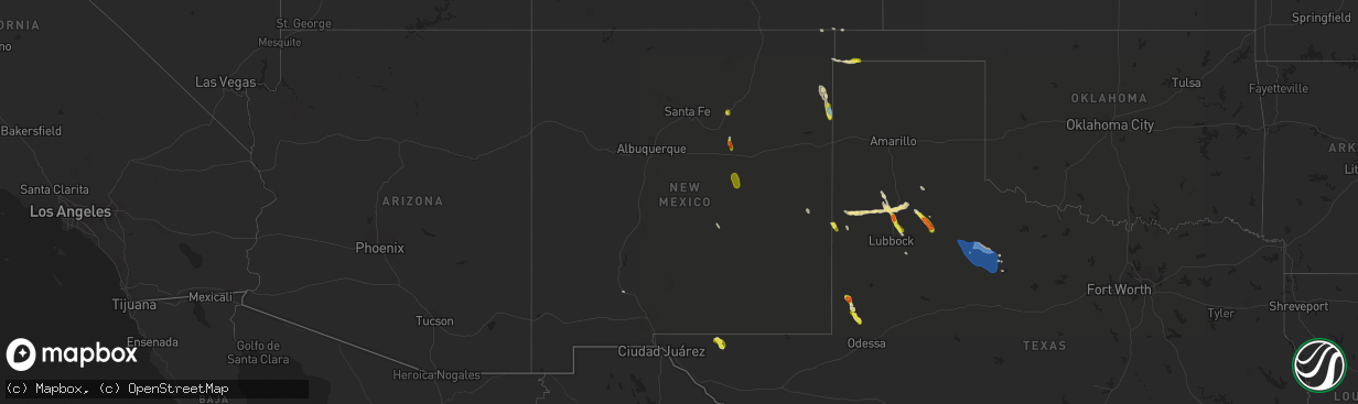 Hail map in New Mexico on June 1, 2021