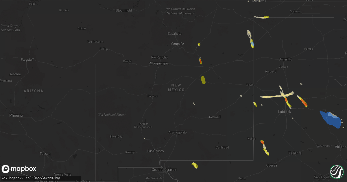 Hail map in New Mexico on June 1, 2021