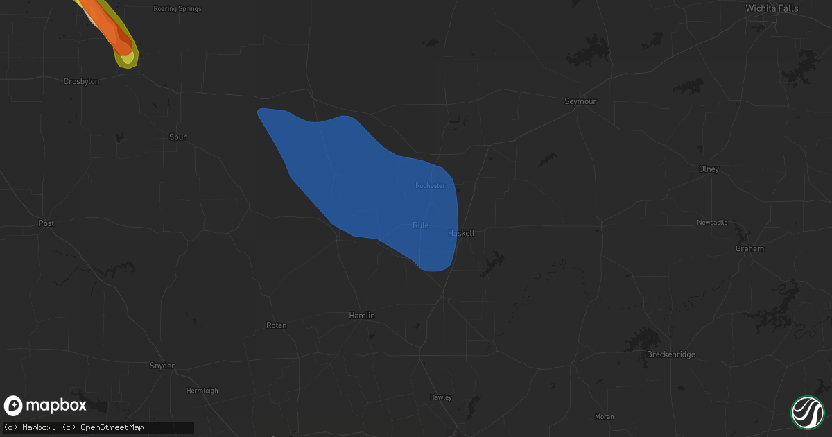 Hail map in Rule, TX on June 1, 2021