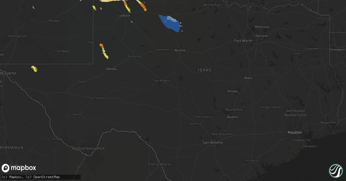 Hail map in Texas on June 1, 2021