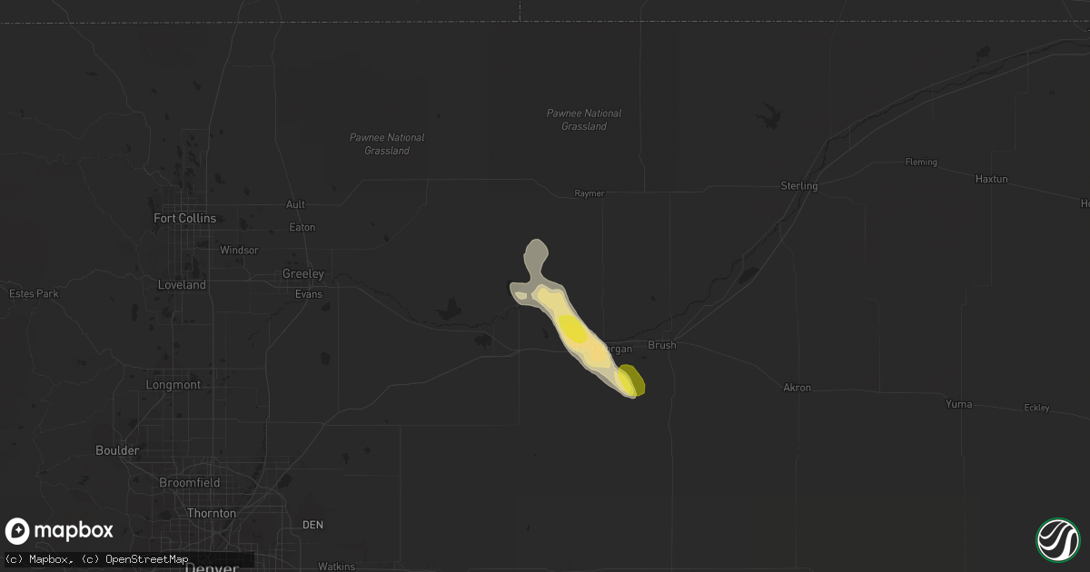 Hail map in Weldona, CO on June 1, 2021