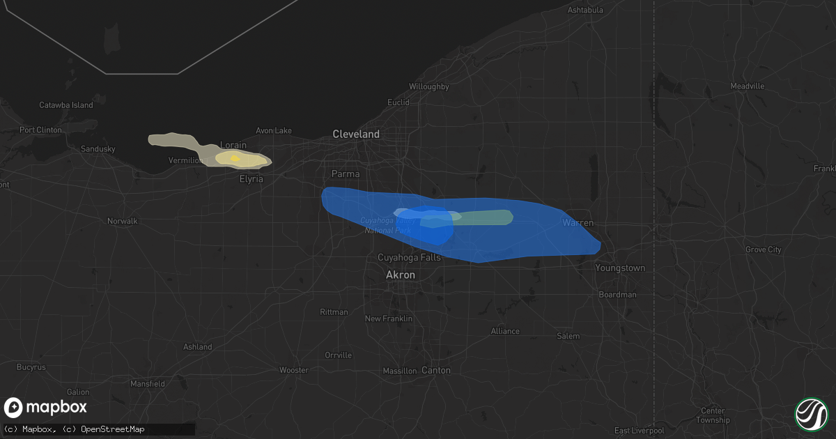 Hail map in Hudson, OH on June 1, 2022