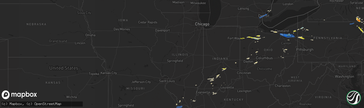 Hail map in Illinois on June 1, 2022