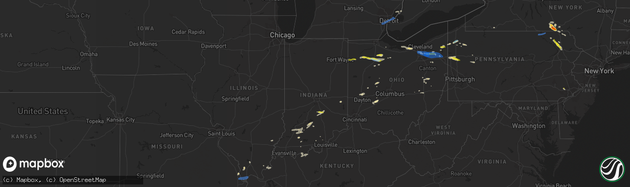 Hail map in Indiana on June 1, 2022