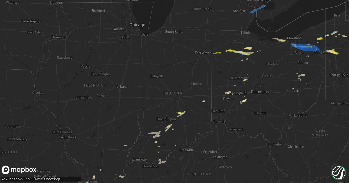 Hail map in Indiana on June 1, 2022