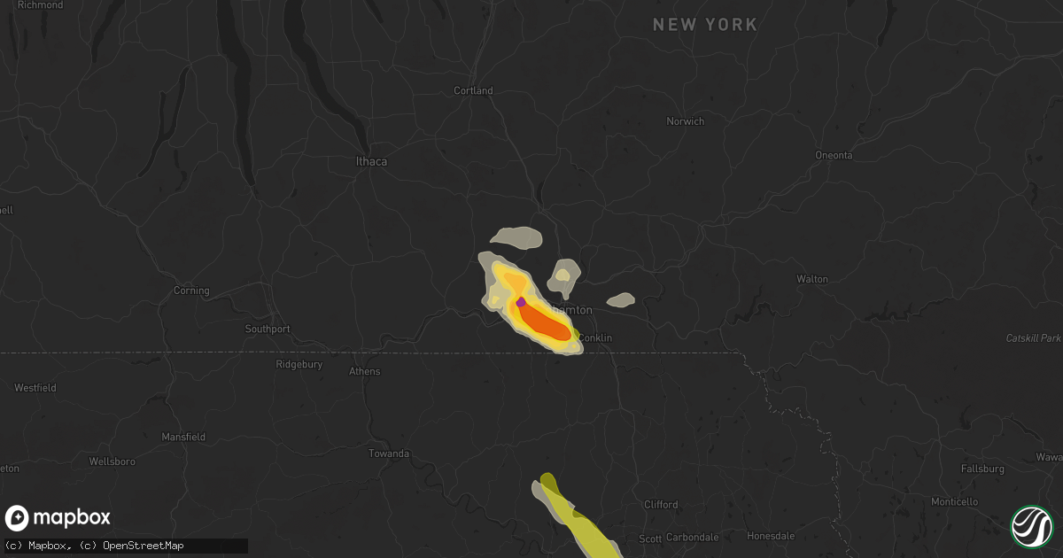 Hail map in Johnson City, NY on June 1, 2022