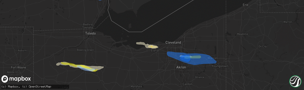 Hail map in Lorain, OH on June 1, 2022
