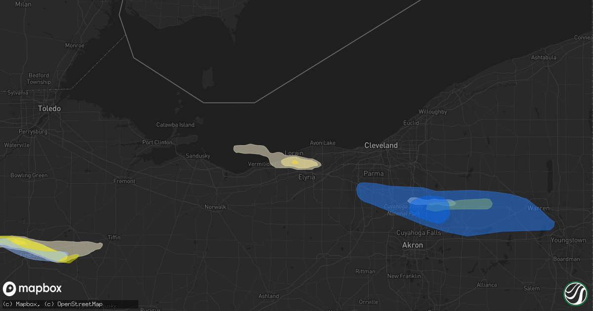 Hail map in Lorain, OH on June 1, 2022