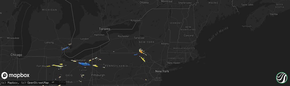 Hail map in New York on June 1, 2022