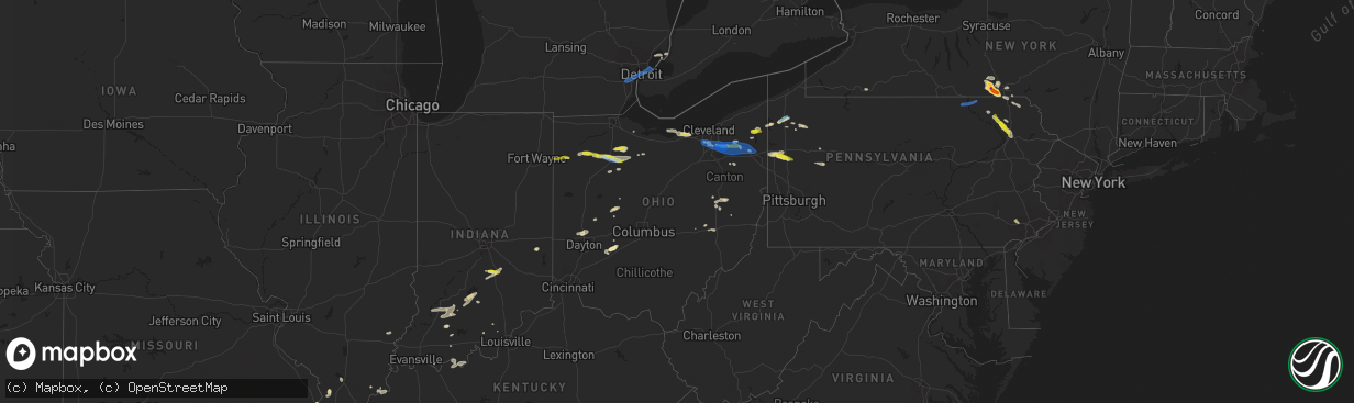 Hail map in Ohio on June 1, 2022