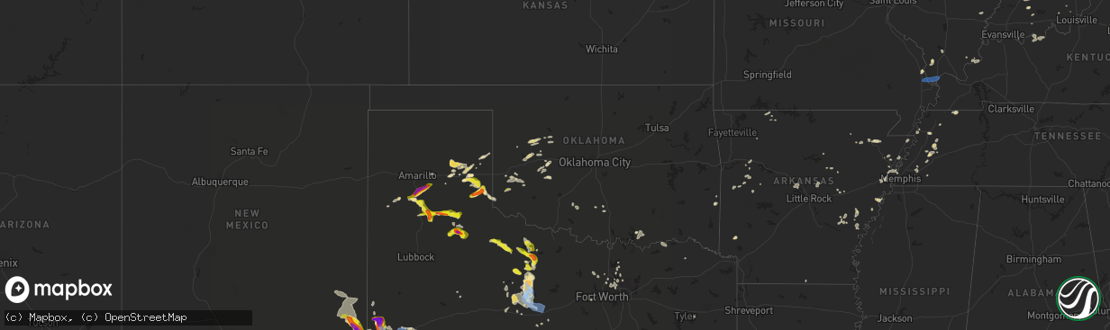 Hail map in Oklahoma on June 1, 2022